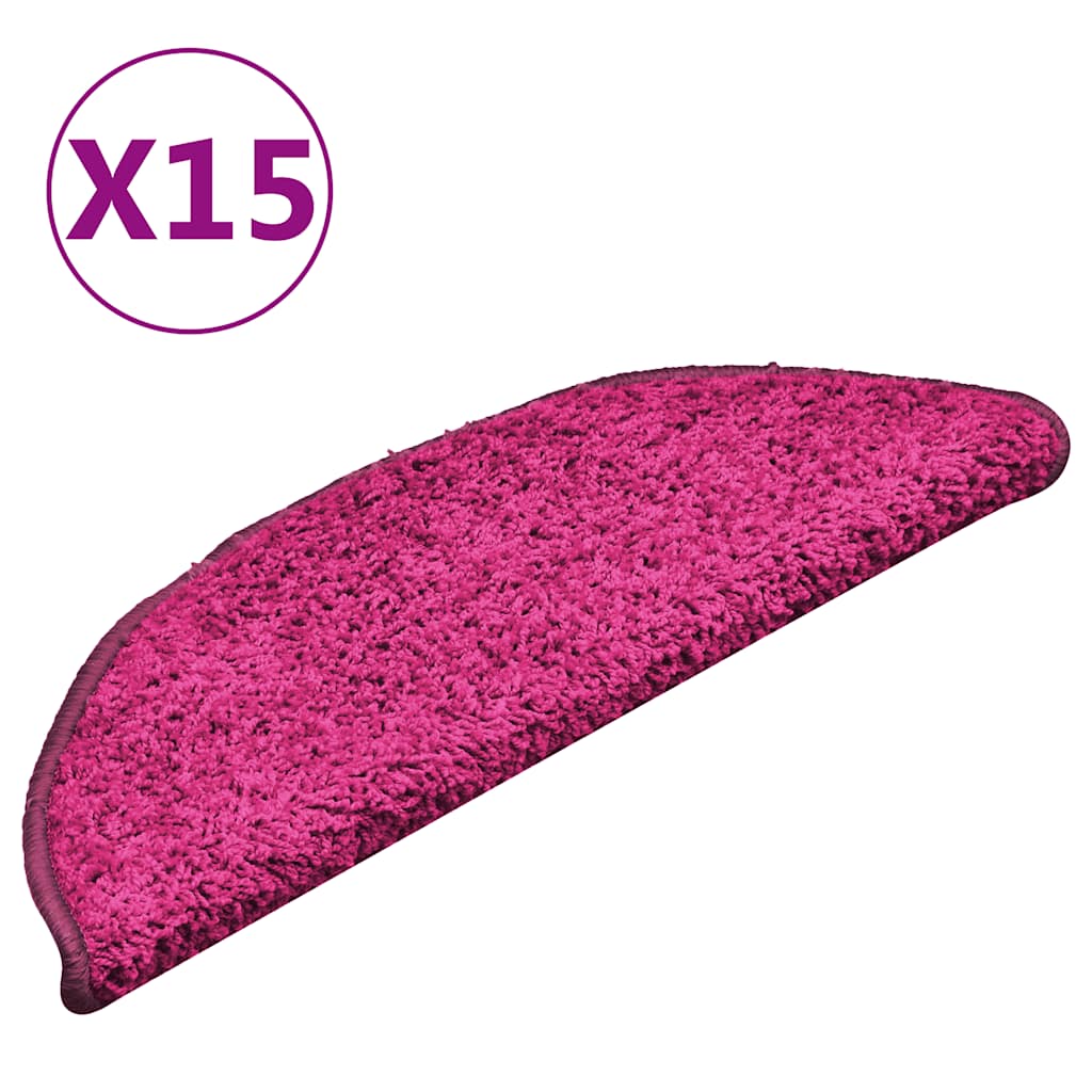 VidaXL tapis d'escalier 15 pcs 56x17x3 cm rose