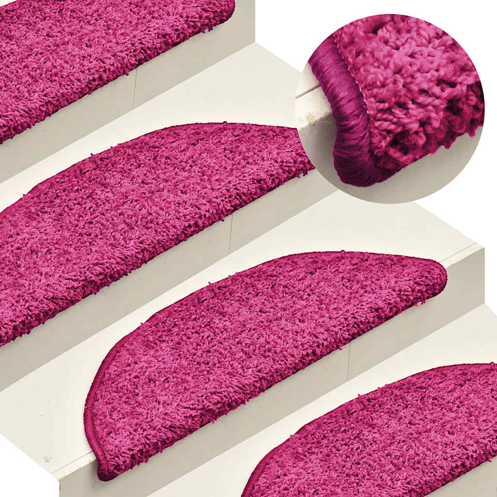VidaXL tapis d'escalier 15 pcs 56x17x3 cm rose