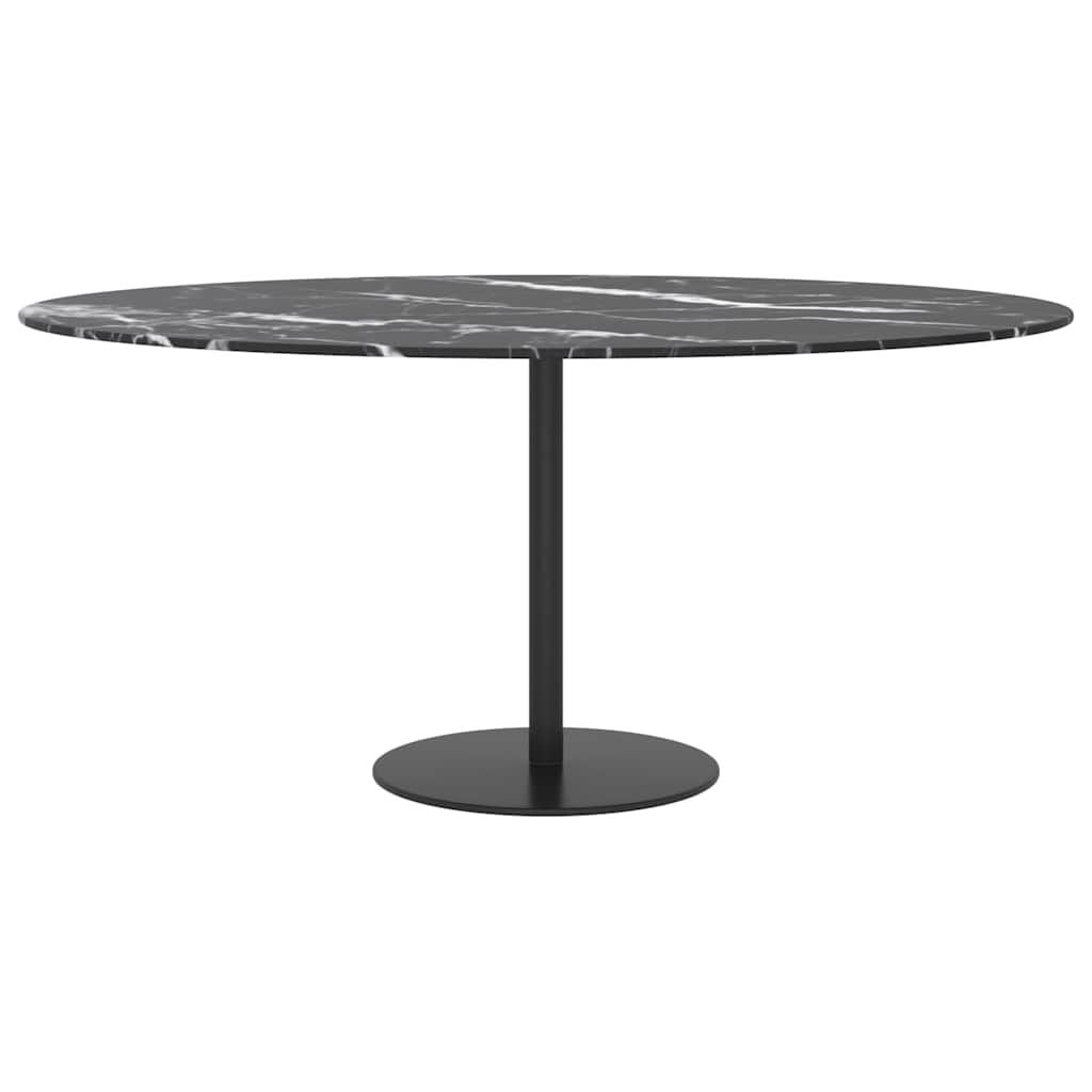 Vidaxl tafelblad ø90x1 cm gehard glas met marmeren design zwart