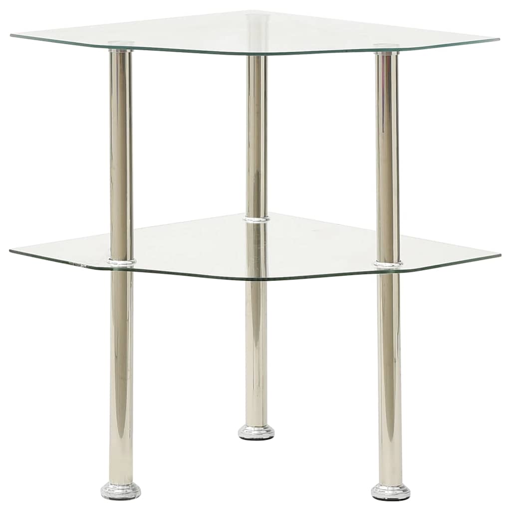 Vidaxl bijzettafel 2-laags 38x38x50 cm gehard glas transparant