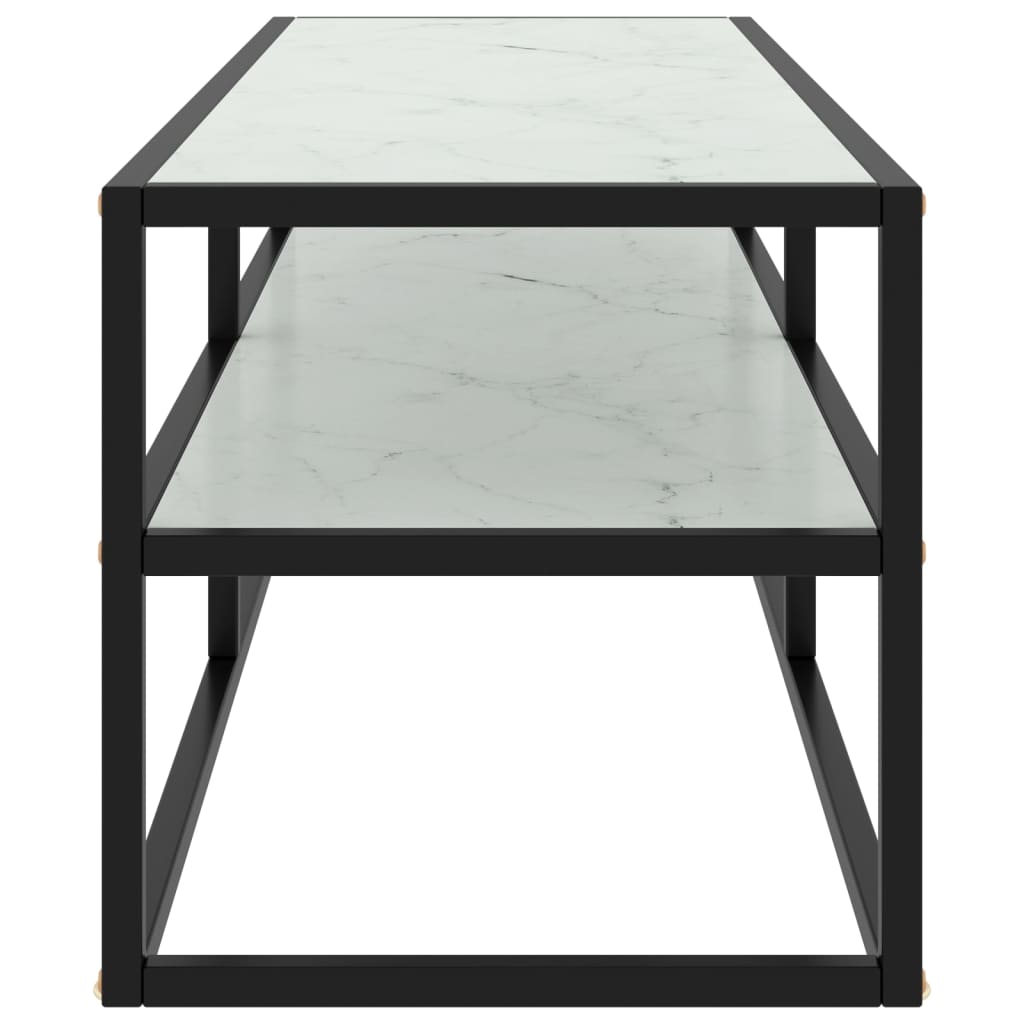 Vidaxl tv-meubel met wit marmerglas 120x40x40 cm zwart