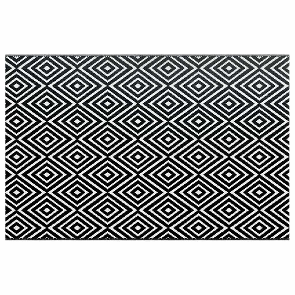 Vidaxl à l'extérieur du tapis Arakil 190x290 cm pp blanc et noir
