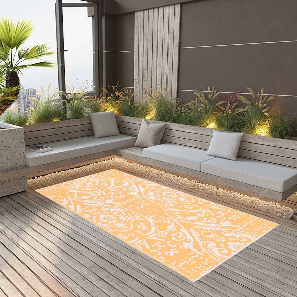 Vidaxl à l'extérieur du tapis Arakil 120x180 cm pp orange et blanc