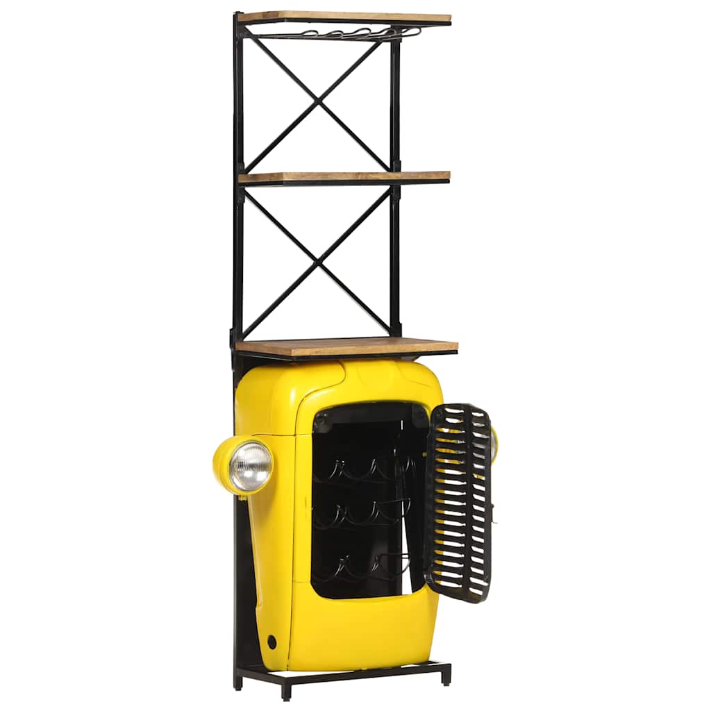 Vidaxl wijnkast tractor 49x31x172 cm massief mangohout geel