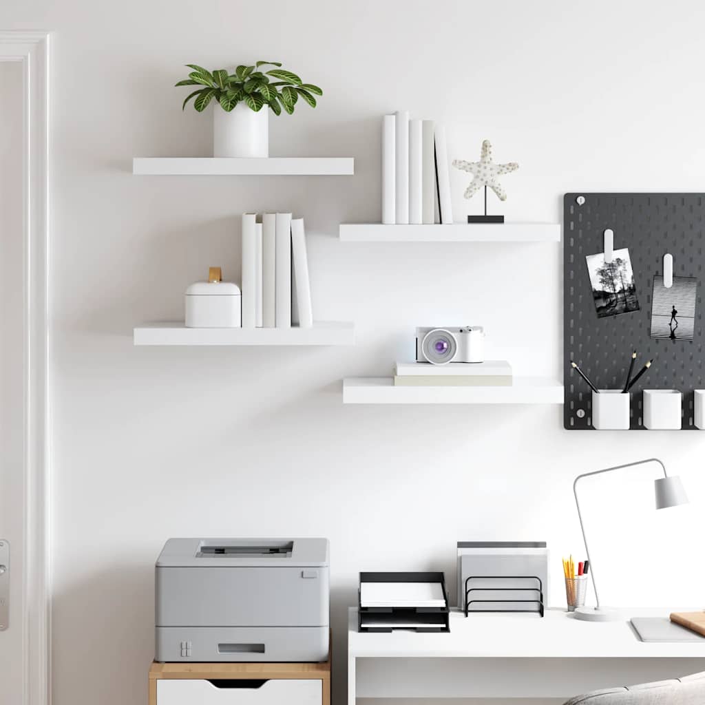 Vidaxl wandschappen zwevend 4 st 50x23x3,8 cm mdf wit