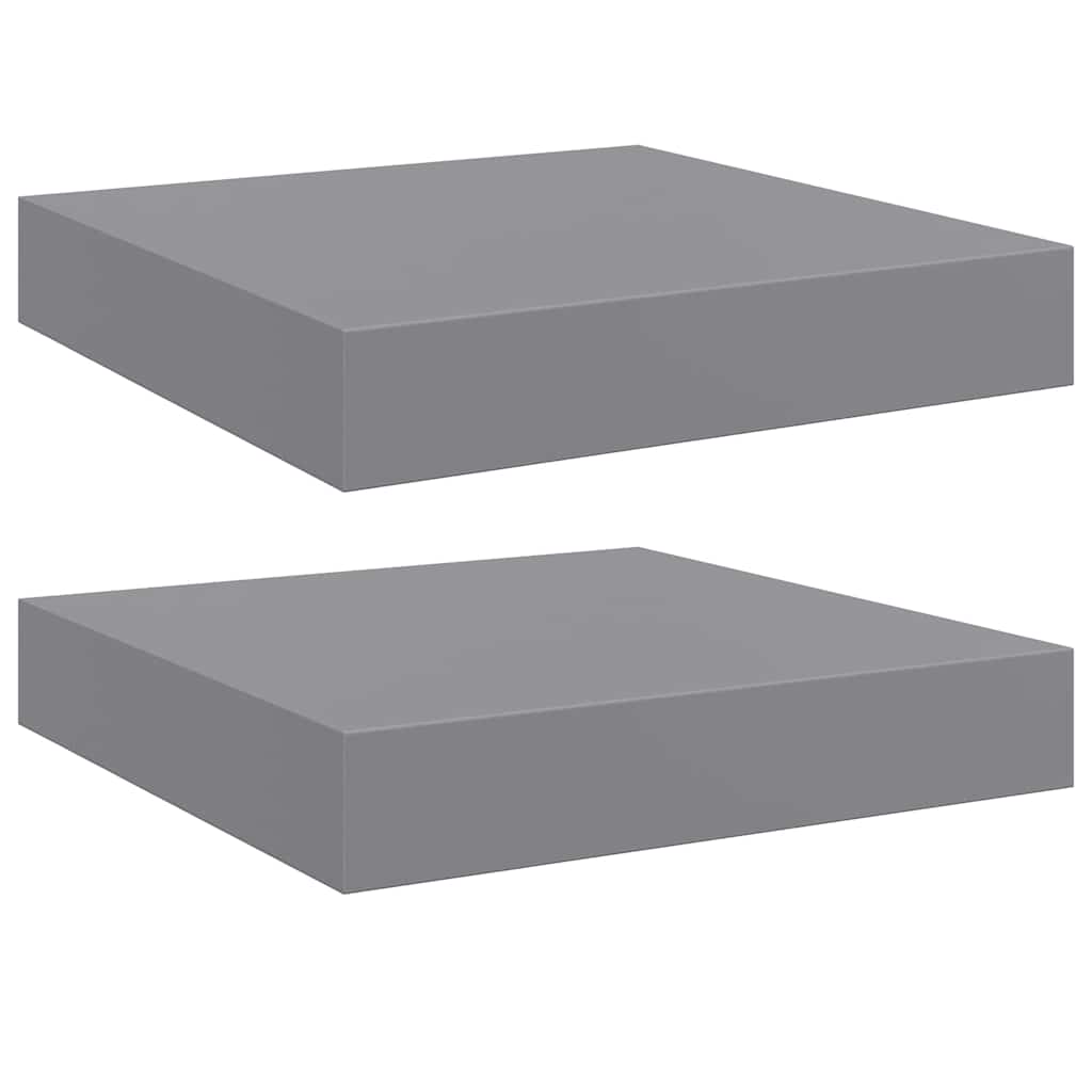 Vidaxl wandschappen zwevend 2 st 23x23,5x3,8 cm mdf grijs