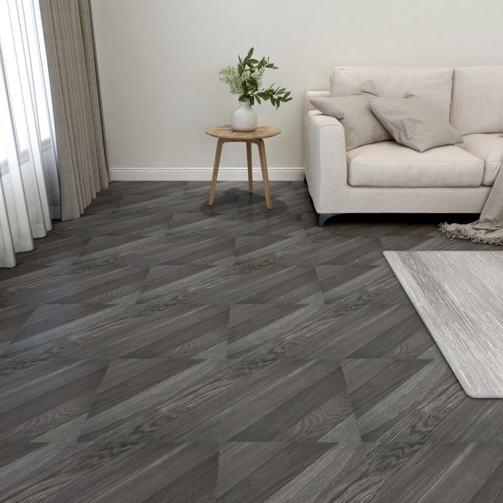 Vidaxl planches de sol autocollantes 55 pcs 5,11 m² PVC rayé gris