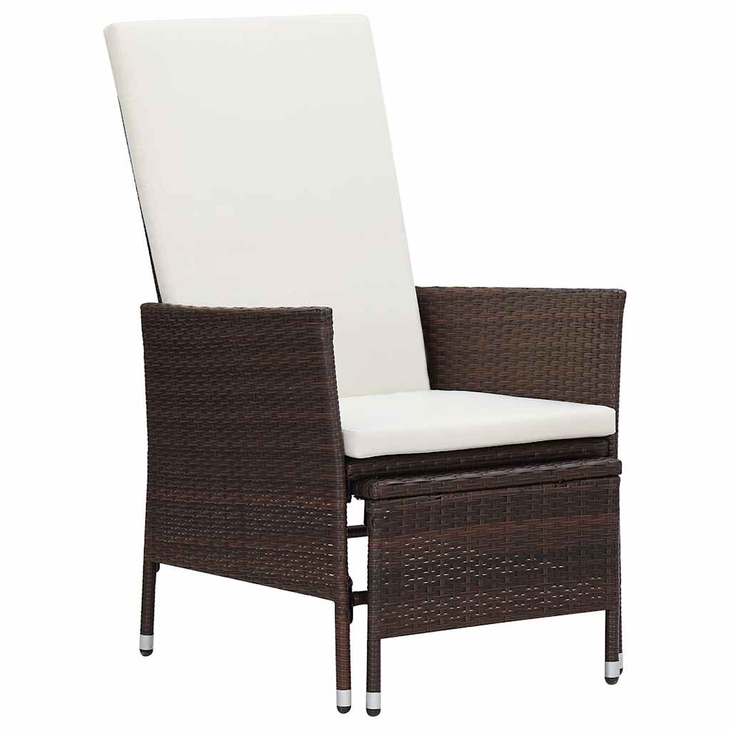 Vidaxl tuinstoel verstelbaar met kussens poly rattan bruin