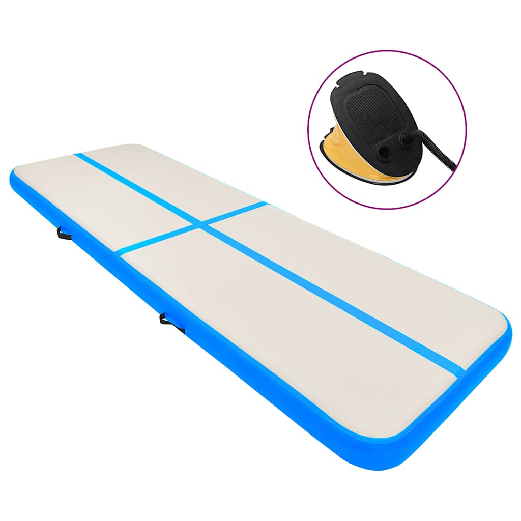 Mat de gymnastique Vidaxl avec pompe gonflable 800x100x20 cm en PVC bleu