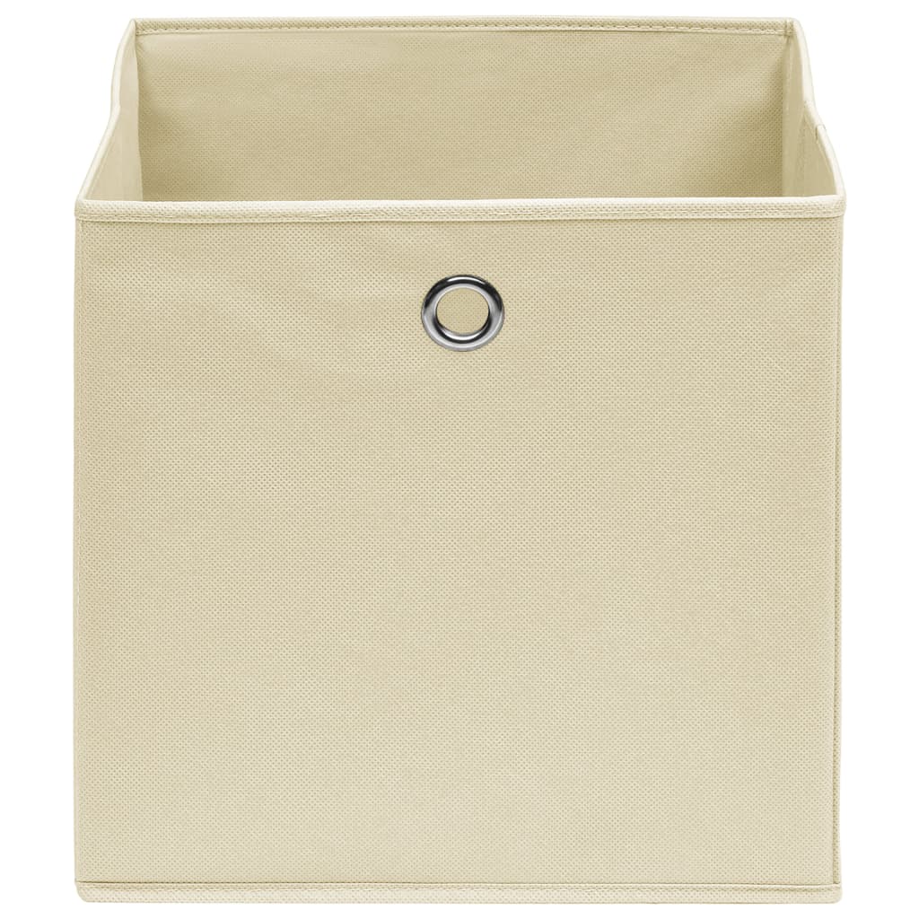 Boîtes de rangement Vidaxl 4 PCS 28x28x28 cm Crème en tissu non tissé -colore