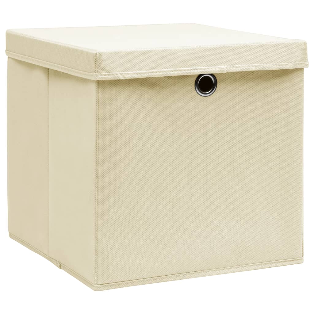 Vidaxx boîtes de rangement avec couvercle 4 pcs 28x28x28 cm couleur crème