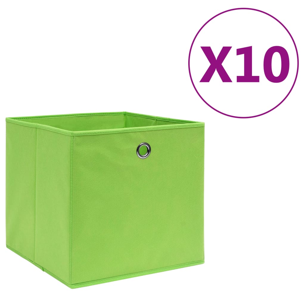 Boîtes de rangement Vidaxl 10 PCS 28X28X28 CM VERT DE TASS