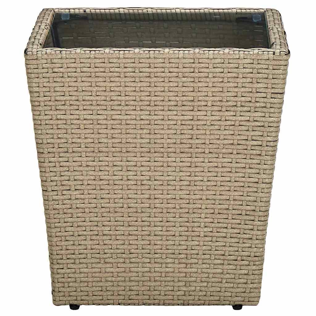 Vidaxl salontafel 41,5x41,5x44 cm poly rattan en gehard glas beige
