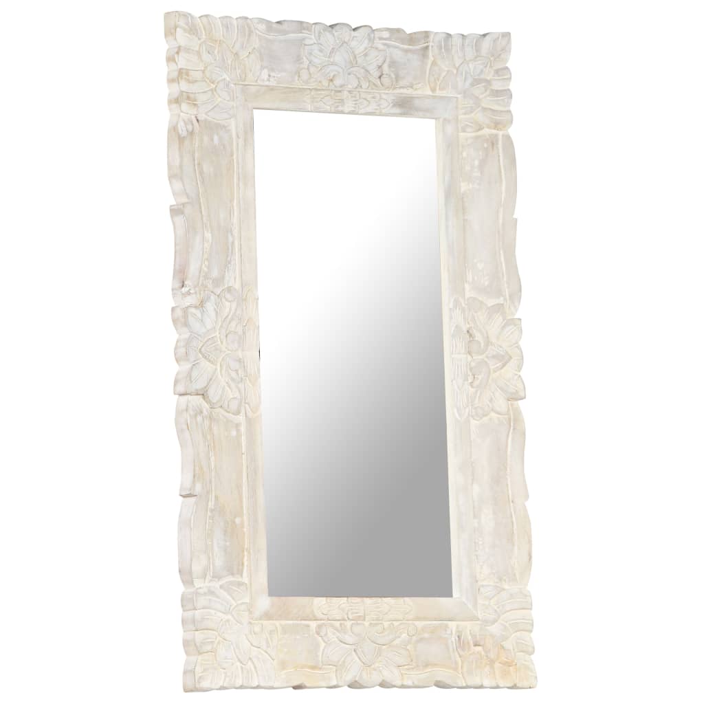 VidaXL miroir 80x50 cm bois de manguier massif blanc