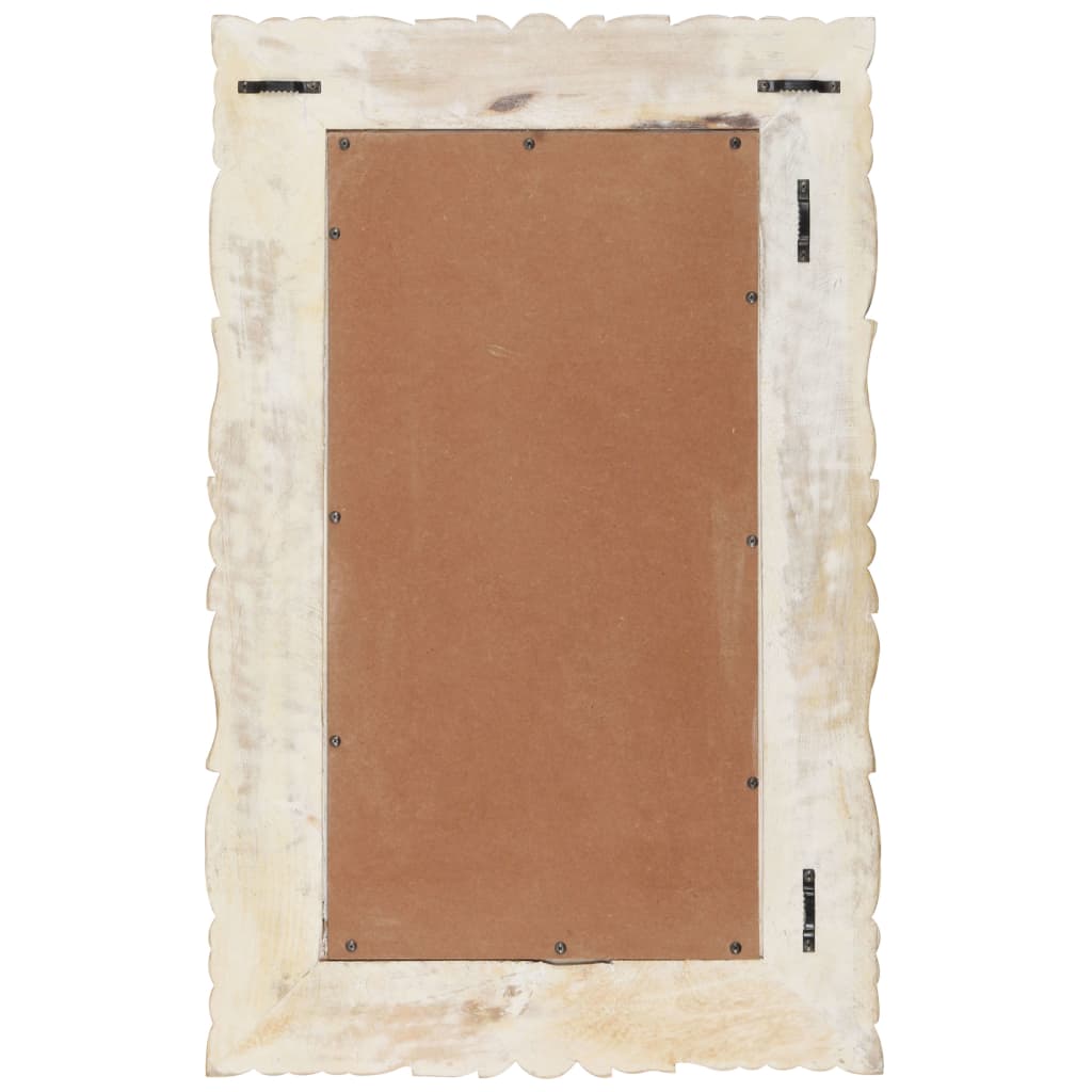 VidaXL miroir 80x50 cm bois de manguier massif blanc