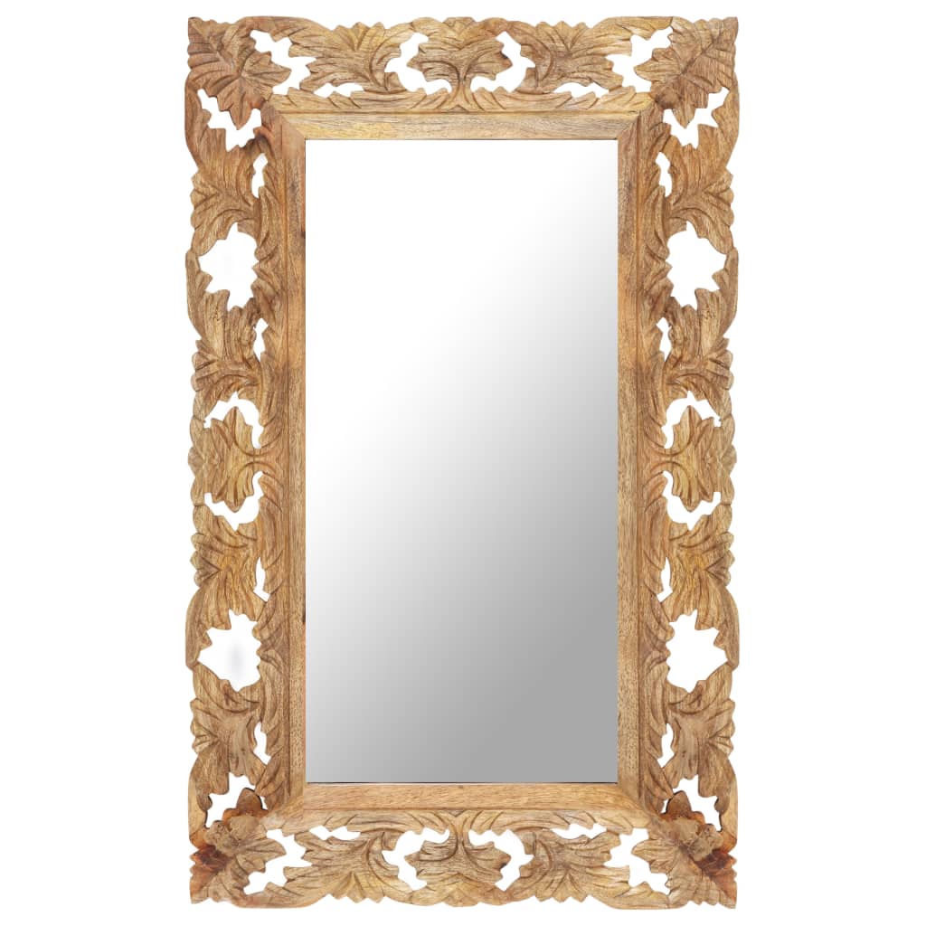 VidaXL miroir sculpté à la main 80x50 cm bois de manguier massif marron