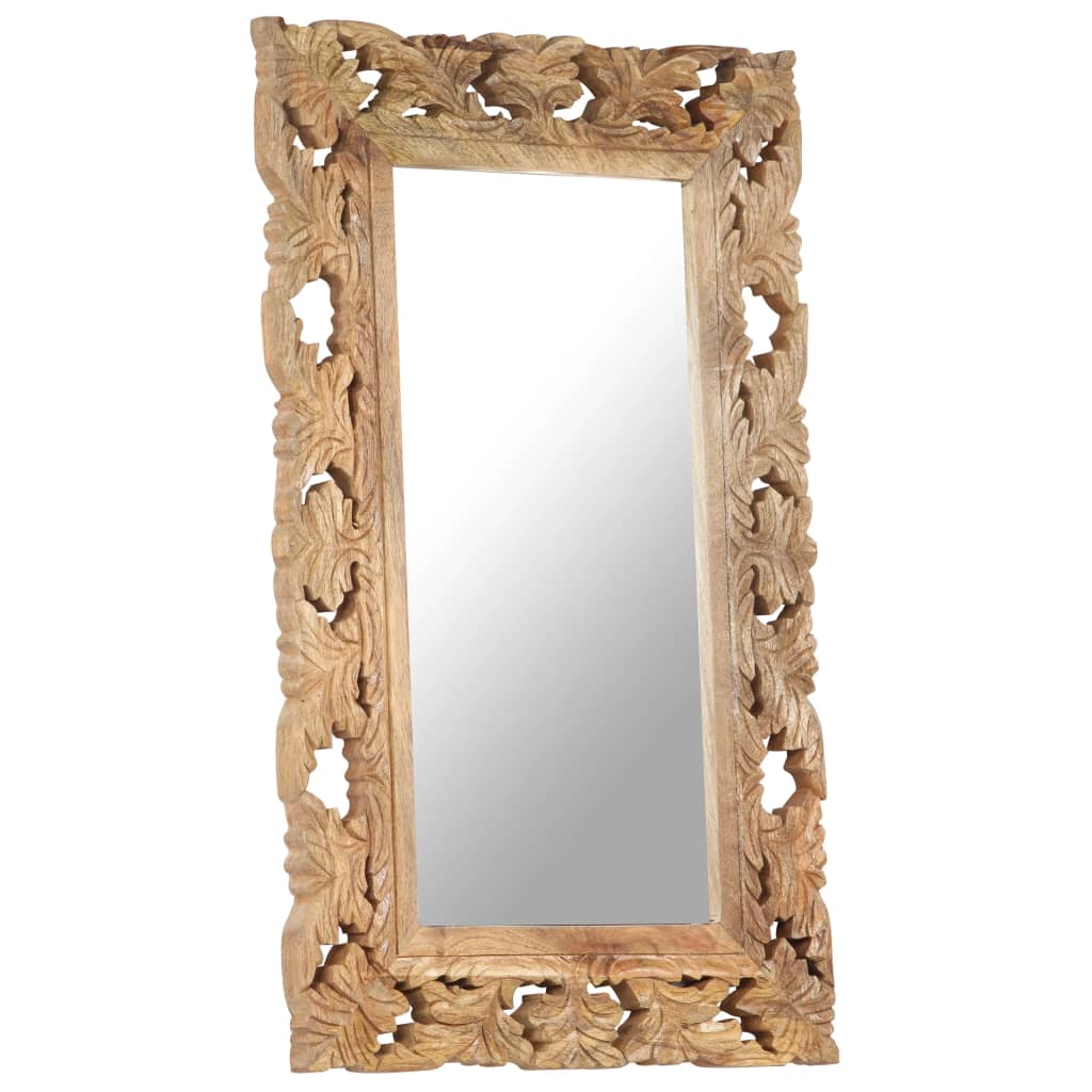VidaXL miroir sculpté à la main 80x50 cm bois de manguier massif marron