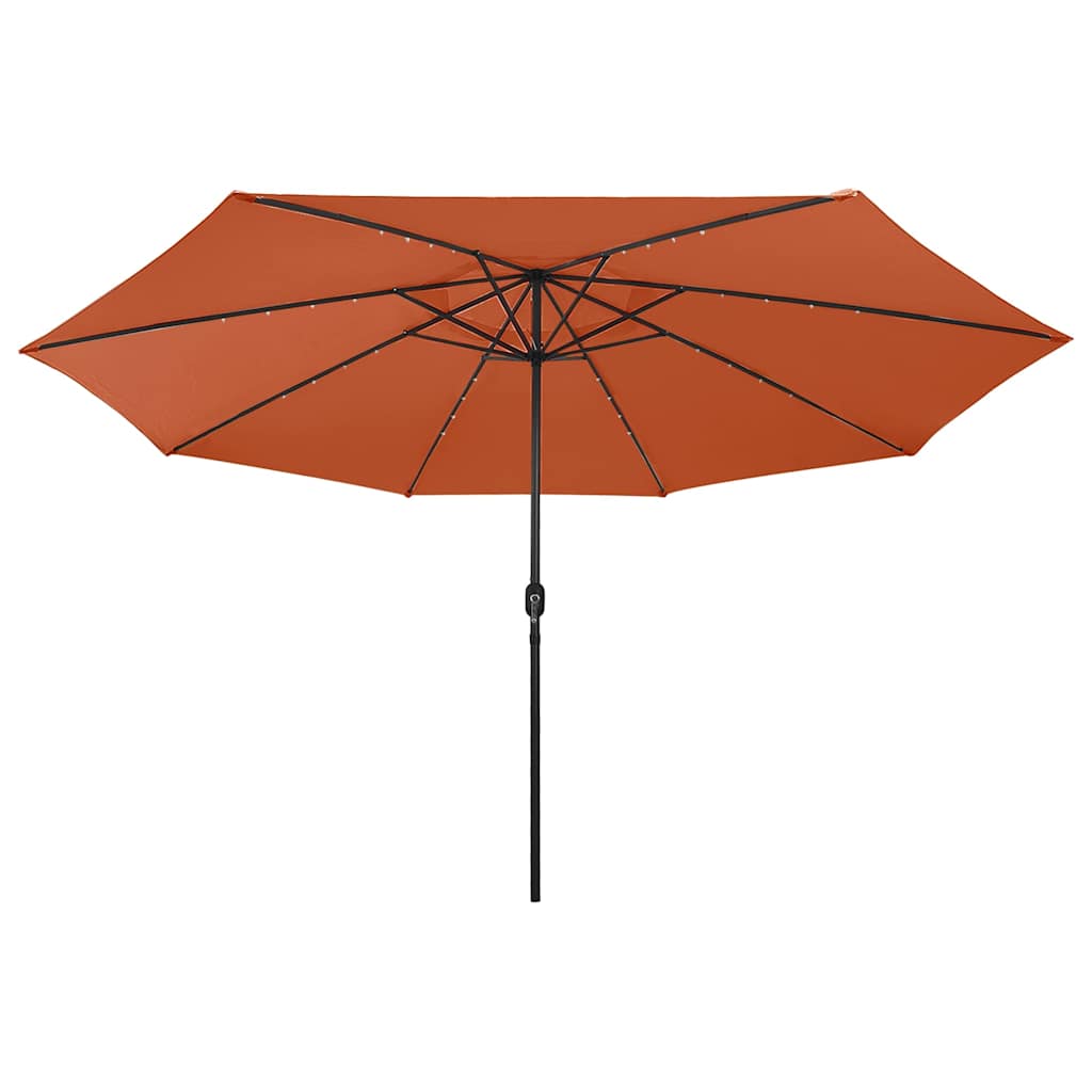 Parasol vidaxl avec éclairage à LED Polaire en métal 400 cm Couleur en terre cuite