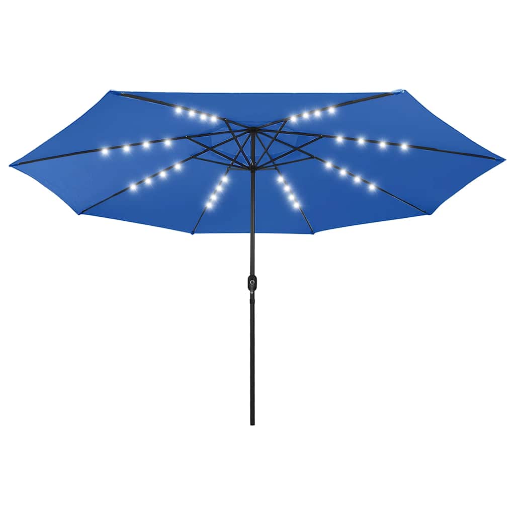 Parasol vidaxl avec éclairage LED et poteau métallique 400 cm bleu azure