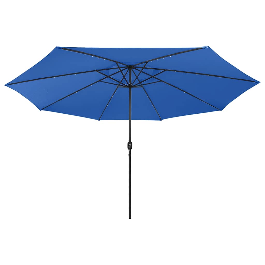 Parasol vidaxl avec éclairage LED et poteau métallique 400 cm bleu azure