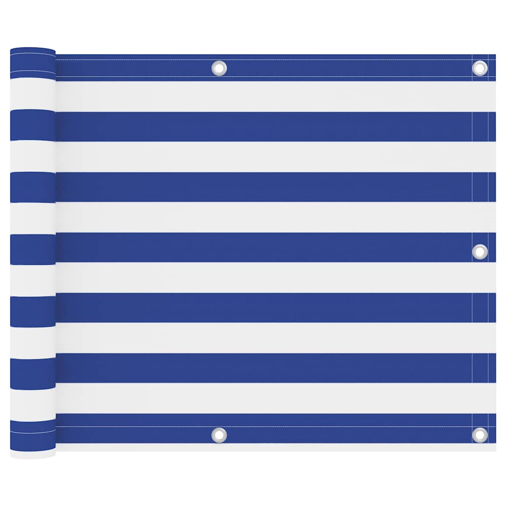 Écran de balcon Vidaxl 75x300 cm Oxford tissu blanc et bleu