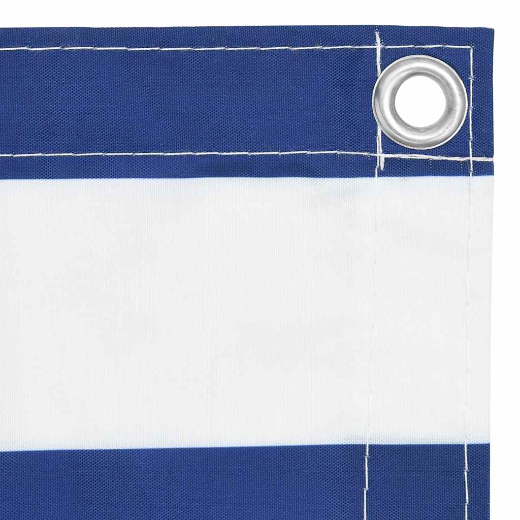 Écran de balcon Vidaxl 75x300 cm Oxford tissu blanc et bleu