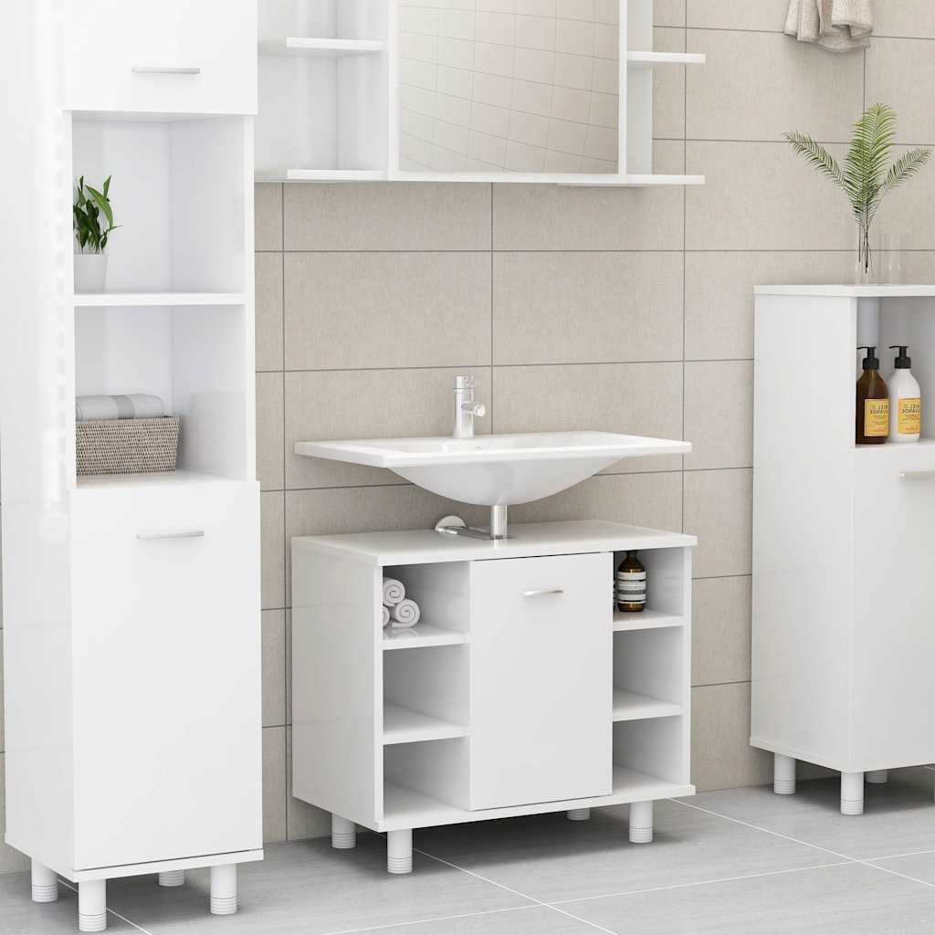 Vidaxl badkamerkast 60x32x53,5 cm bewerkt hout hoogglans wit