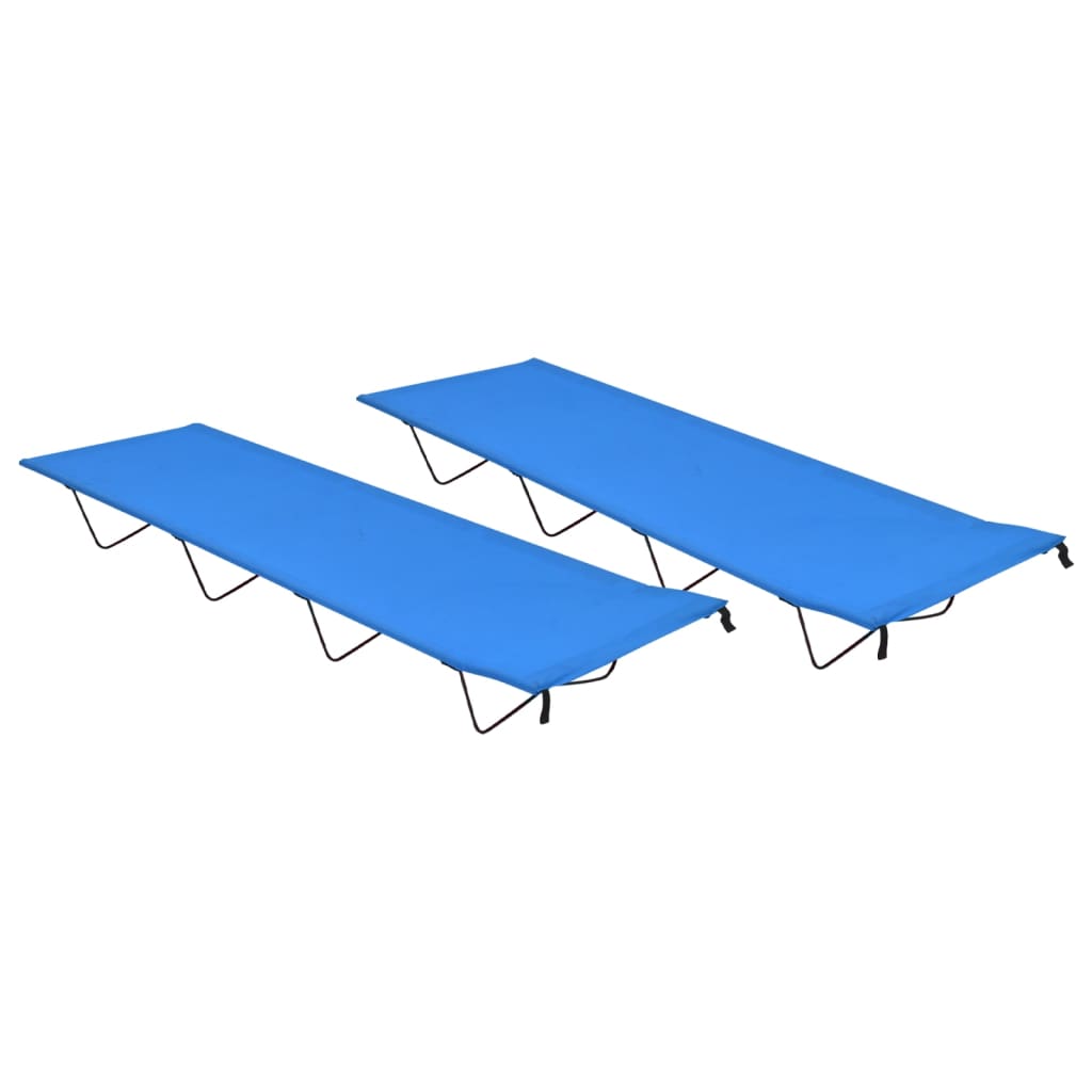 Vidaxl Camp Lits 2 ST 180X60X19 CM Tissu oxford et bleu en acier