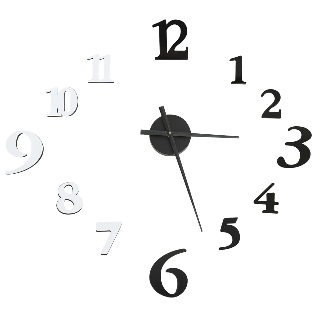 VidaXL horloge murale 3D moderne XXL 100 cm noir et blanc