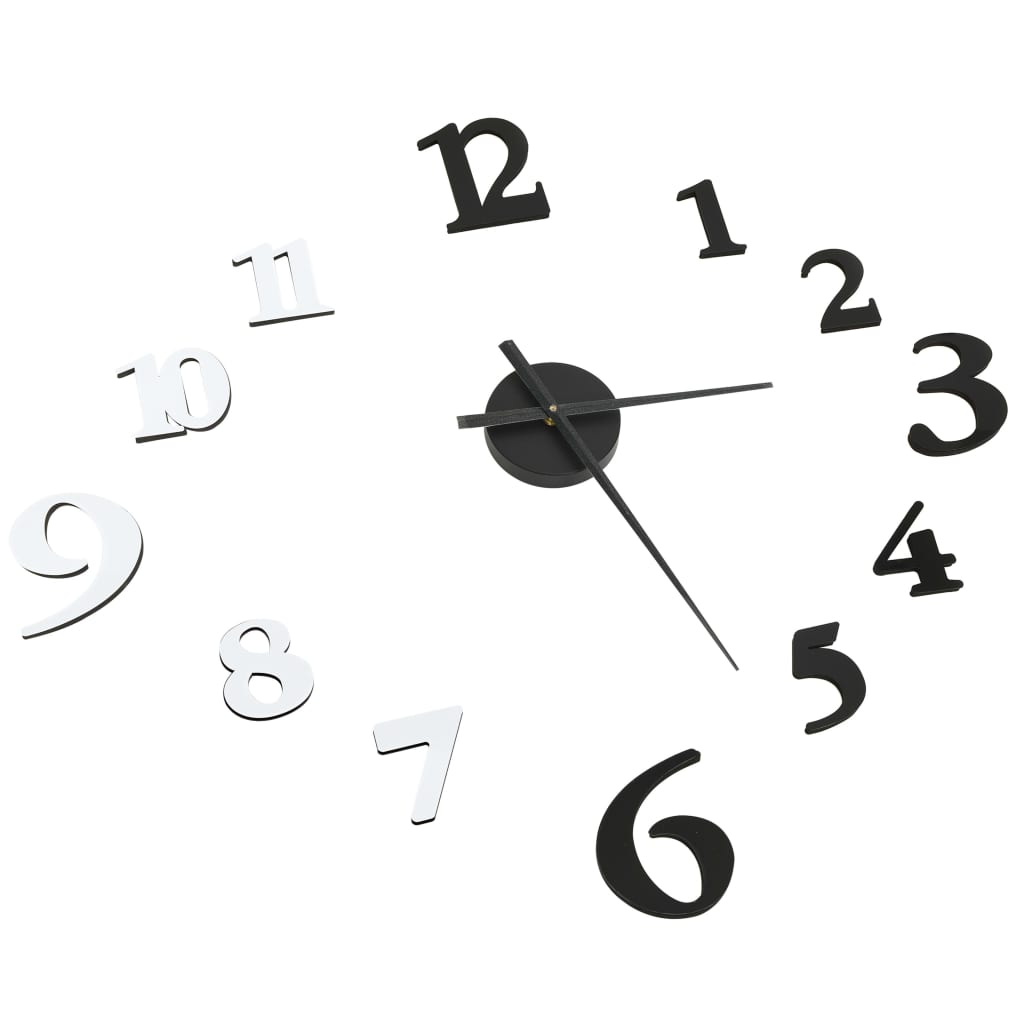 VidaXL horloge murale 3D moderne XXL 100 cm noir et blanc