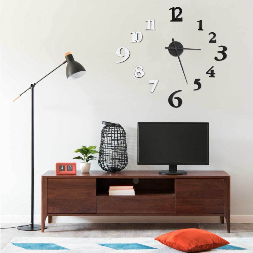 VidaXL horloge murale 3D moderne XXL 100 cm noir et blanc