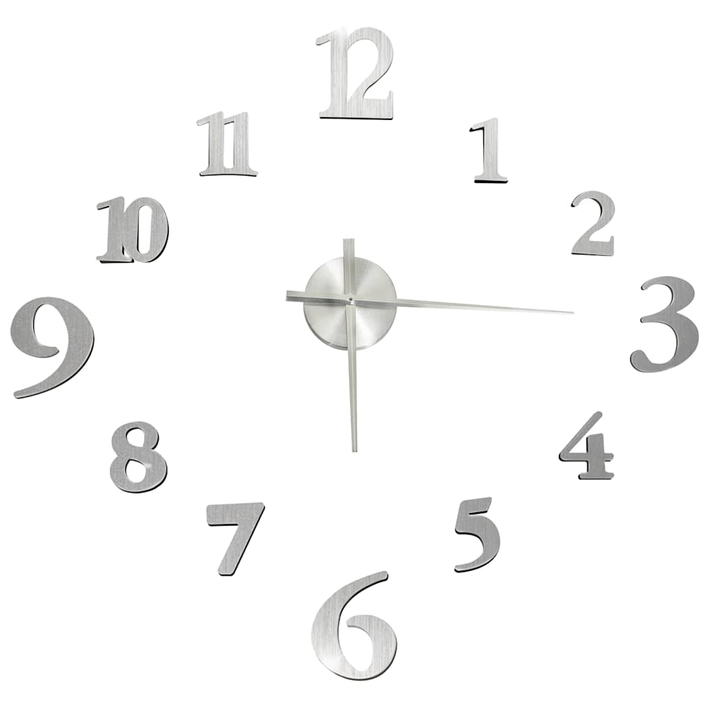 VidaXL horloge murale 3D moderne XXL 100 cm couleur argent