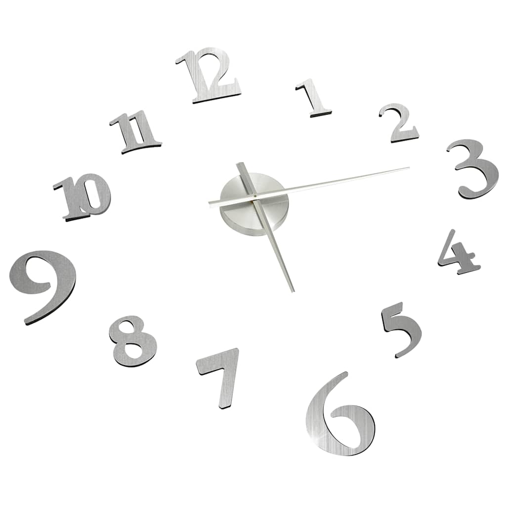 VidaXL horloge murale 3D moderne XXL 100 cm couleur argent