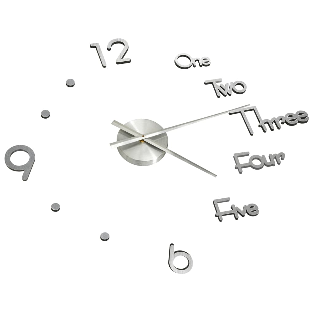 VidaXL horloge murale 3D moderne XXL 100 cm couleur argent