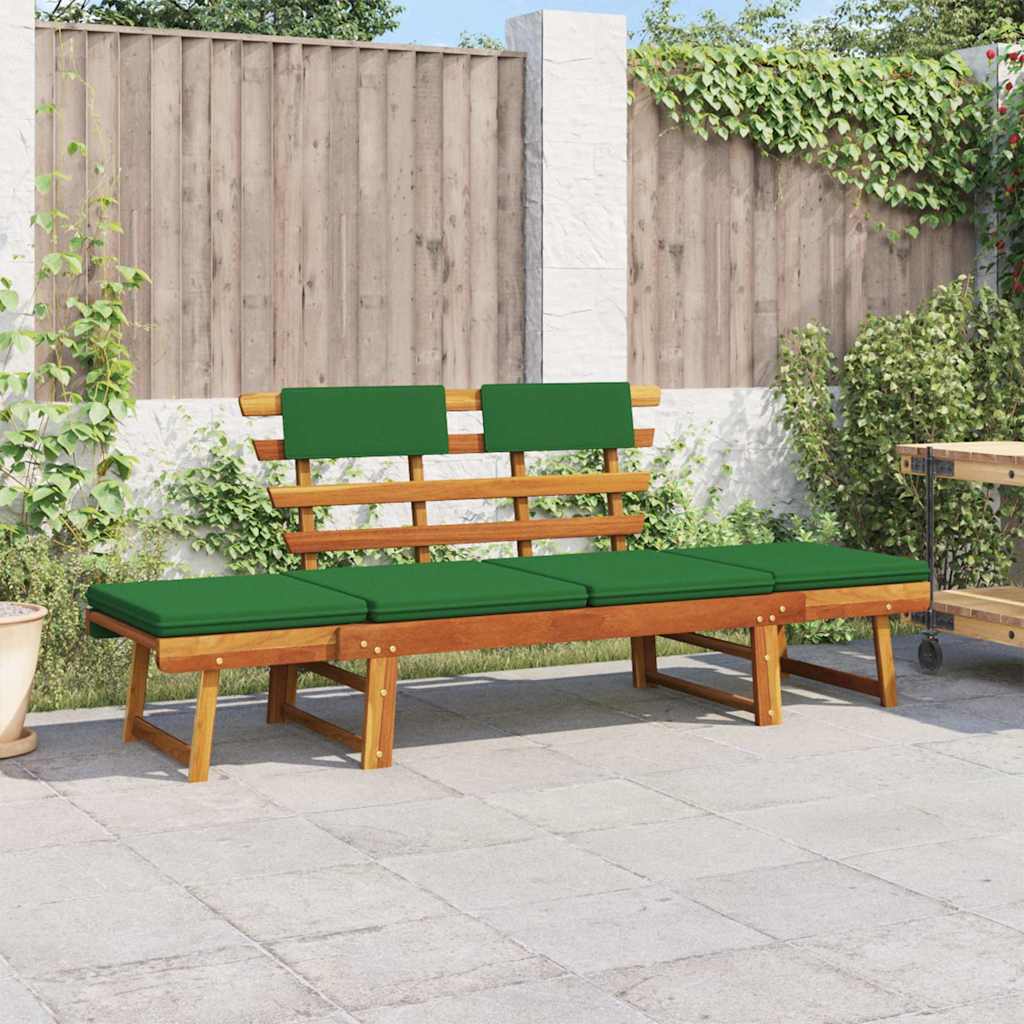 Vidaxl tuinbank met kussens 2-in-1 190 cm massief acaciahout