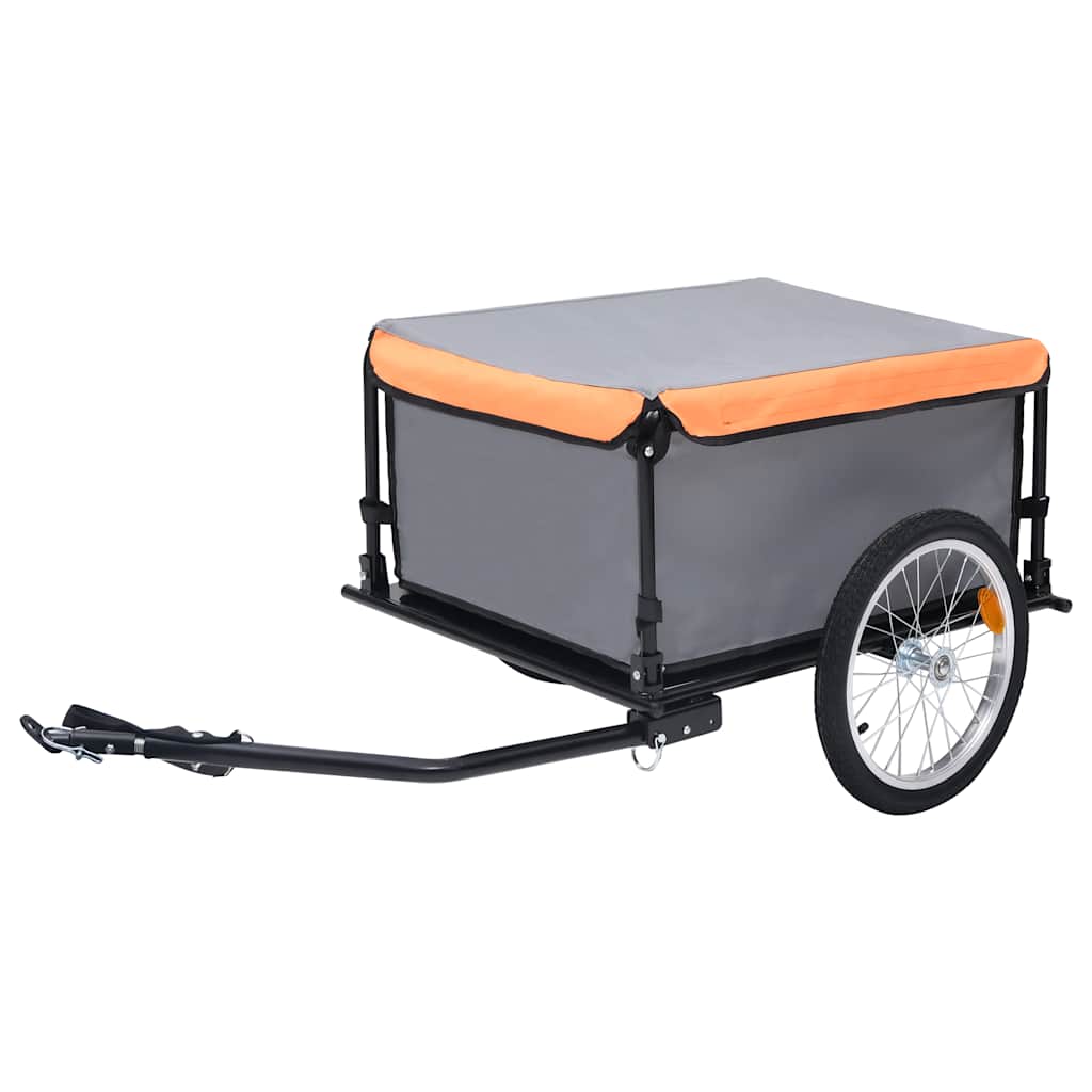 Vidaxl Bicycle Trailer 65 kg gris et orange