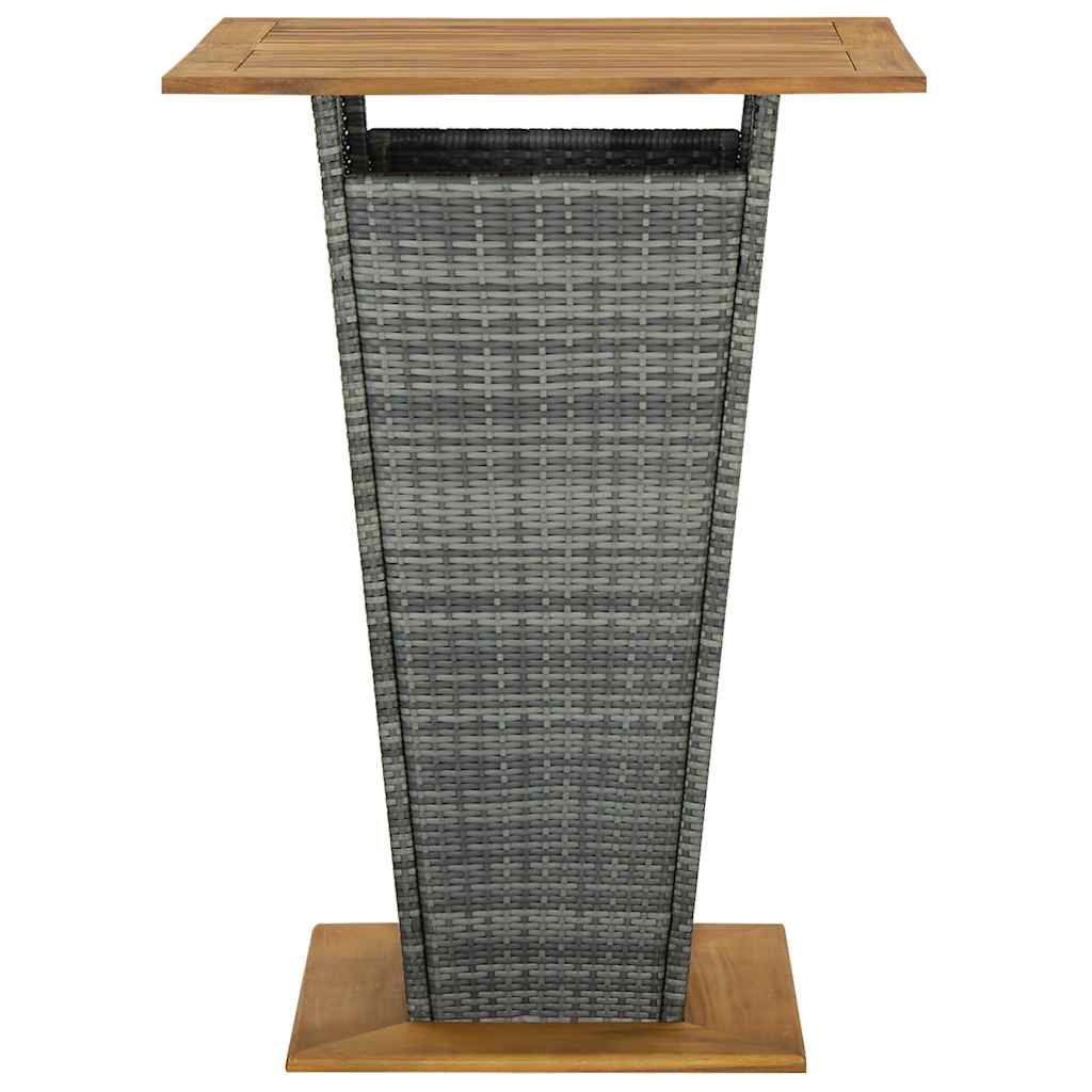 Vidaxl bartafel 80x80x110 cm poly rattan en massief acaciahout grijs