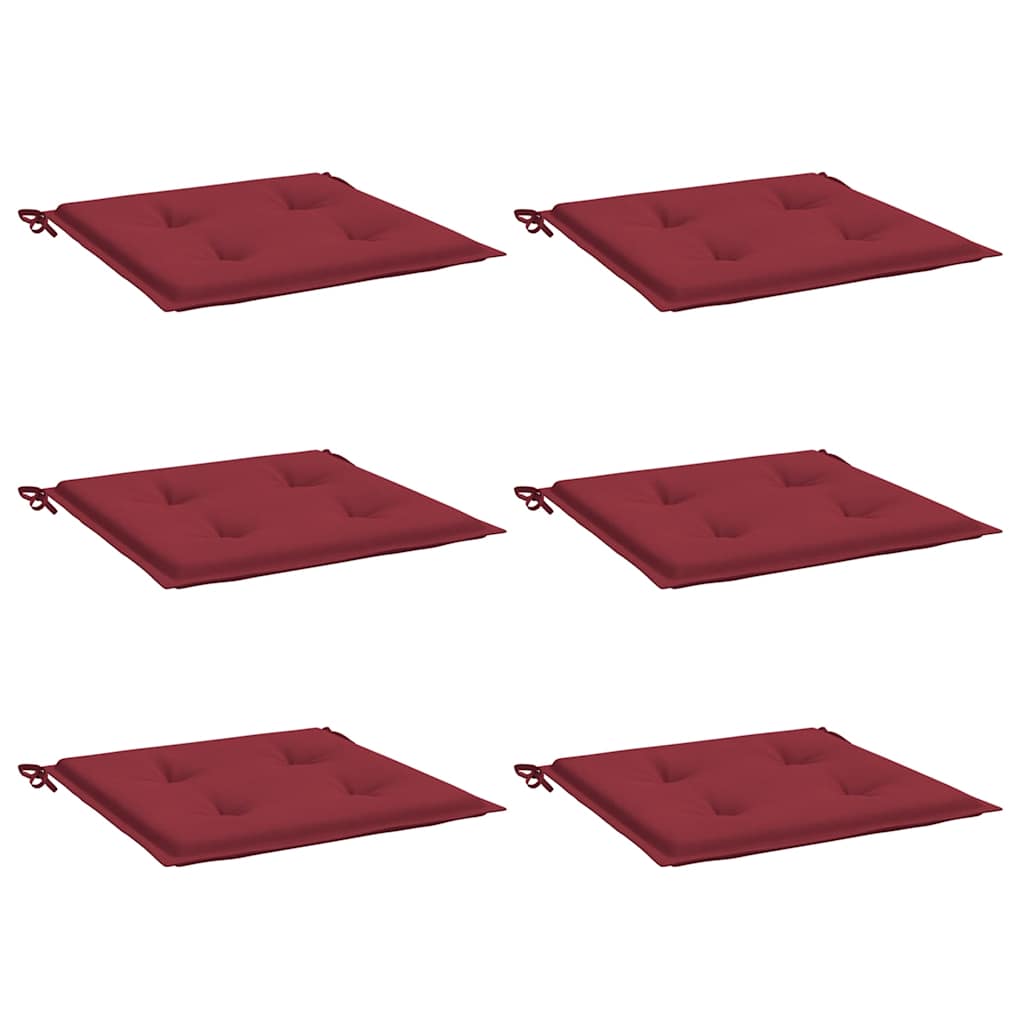 Coussins de chaise de jardin vidaxl 6 pcs 40x40x4 cm oxford tissu vin rouge