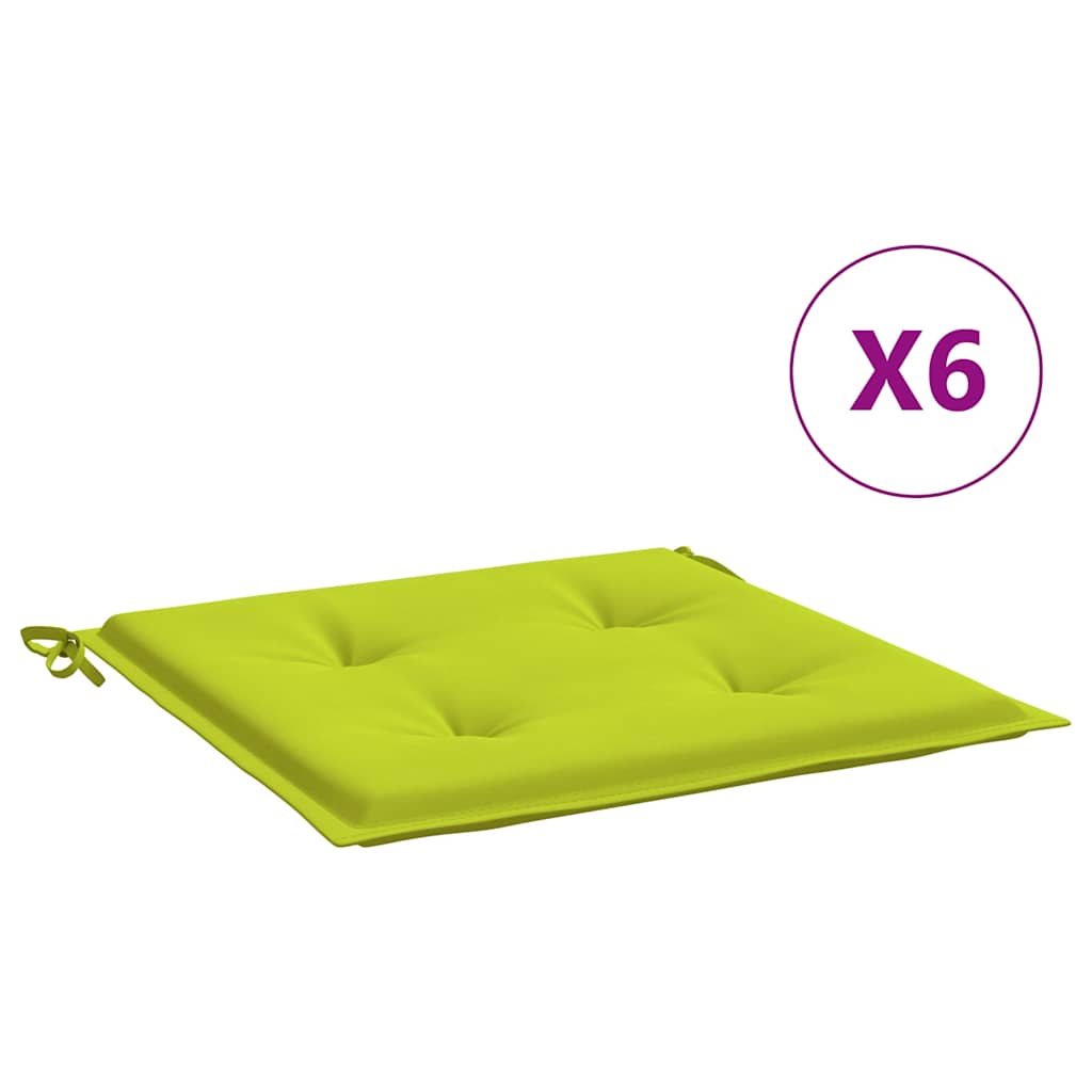 Coussins de chaise de jardin vidaxl 6 pcs 40x40x4 cm tissu oxford vert brillant