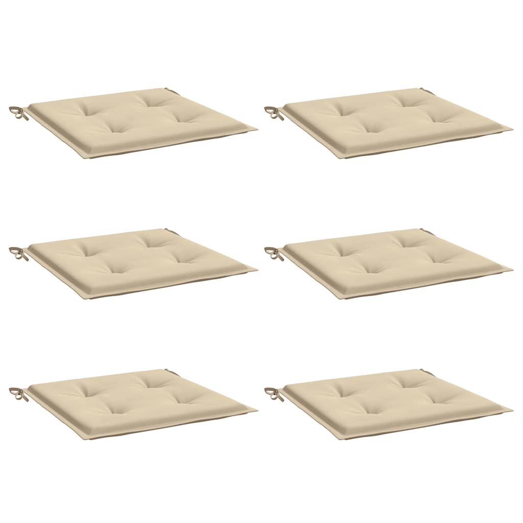 Coussins de chaise de jardin vidaxl 6 st 50x50x4 cm oxford tissu beige