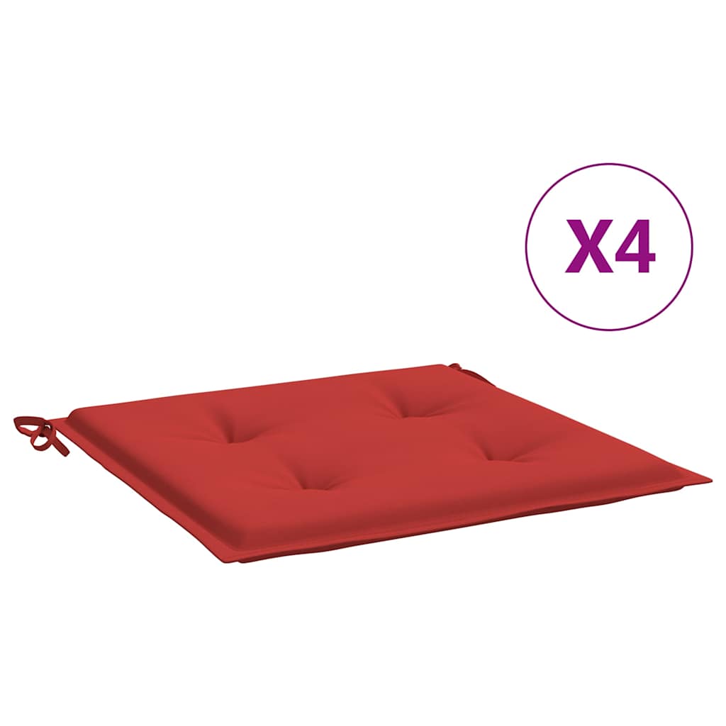 Coussins de chaise de jardin vidaxl 4 st 50x50x4 cm oxford tissu rouge