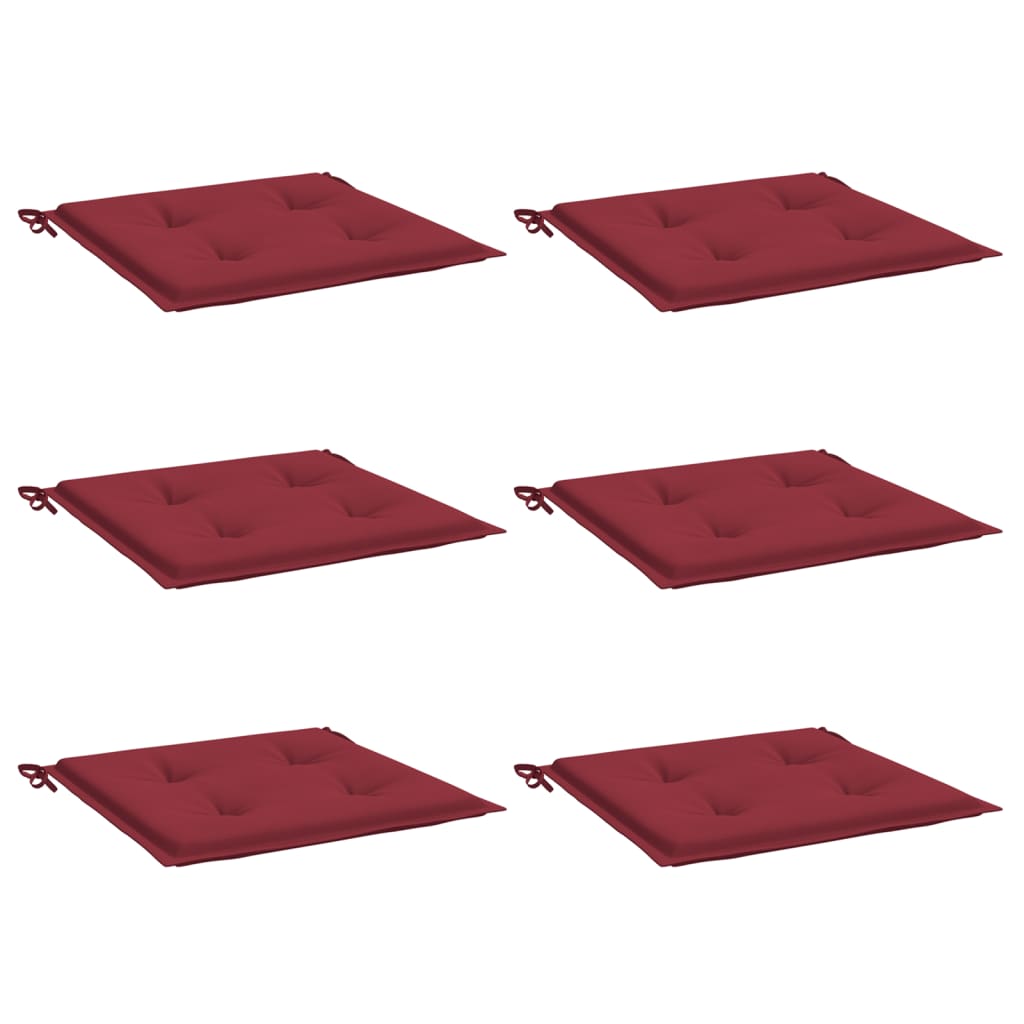 Coussins de chaise de jardin vidaxl 6 st 50x50x3 cm oxford tissu vin rouge