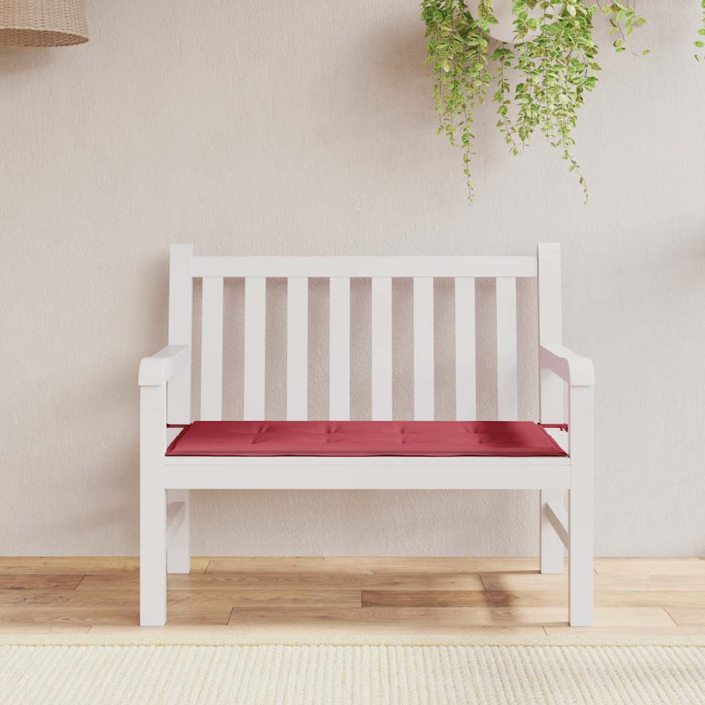 Vidaxl jardin banc coussin 120x50x4 cm oxford tissu vin rouge