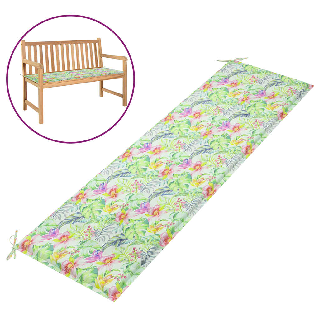 Vidaxl jardin banc coussin 180x50x3 cm motif de feuille de tissu oxford