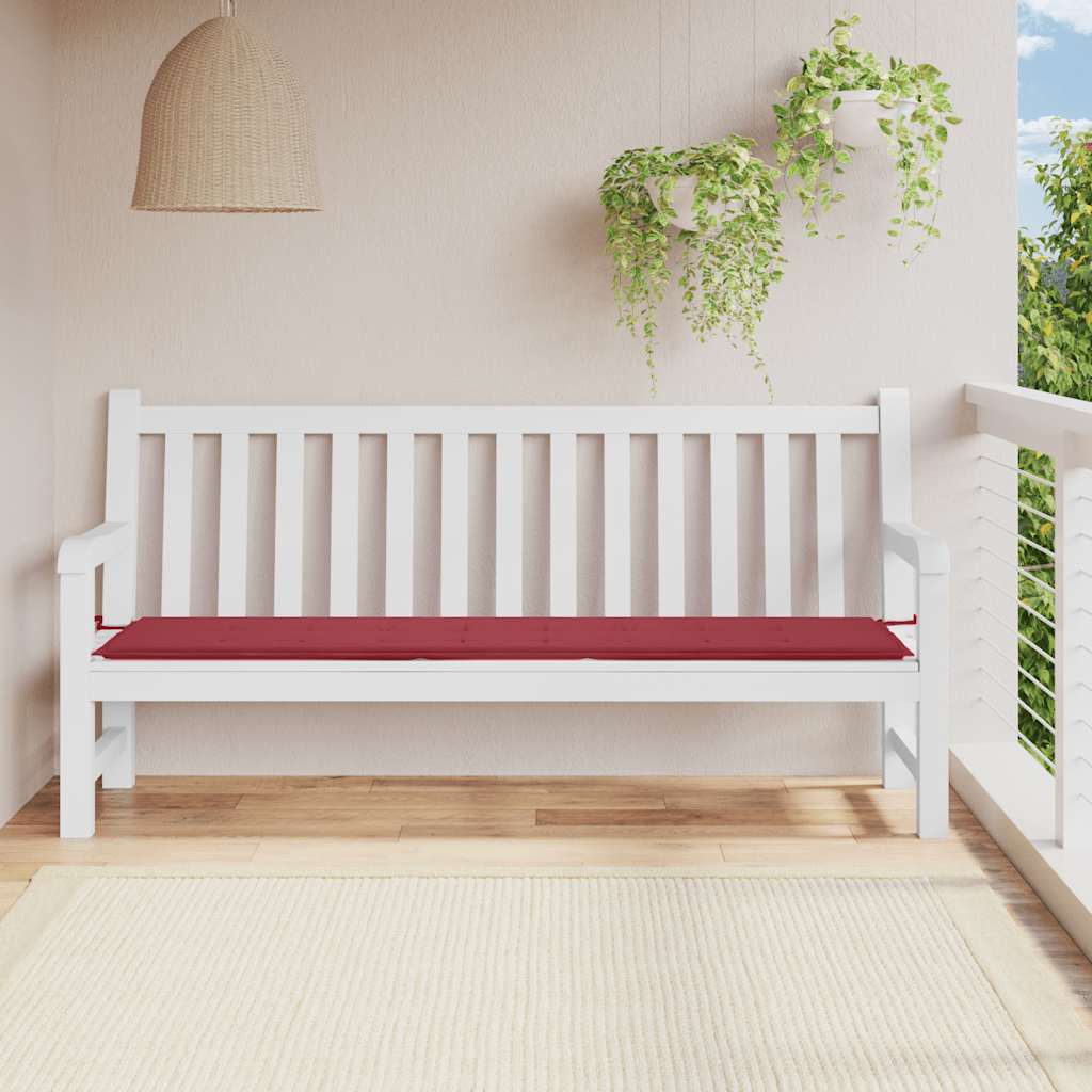 Vidaxl jardin banc coussin 200x50x4 cm oxford tissu vin rouge