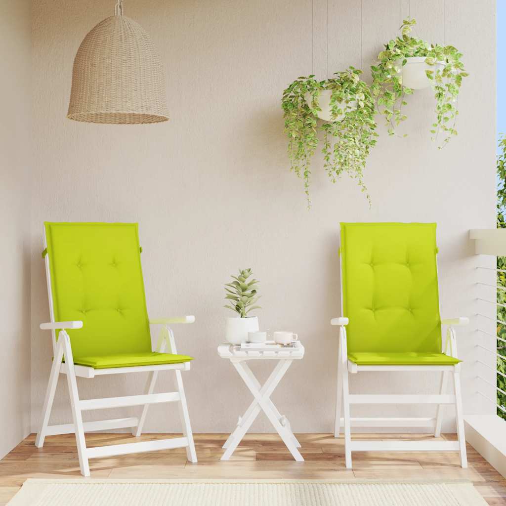 Vidaxl Garden Chair Cushions 2 ST HIGH Back 120x50x3 cm Tissu vert transparent
