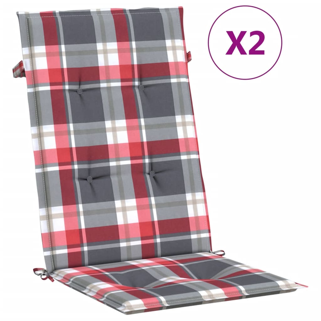 Vidaxl Garden Chair Cushions 2 PCS 120x50x3 cm Tissu Diamond Match Red