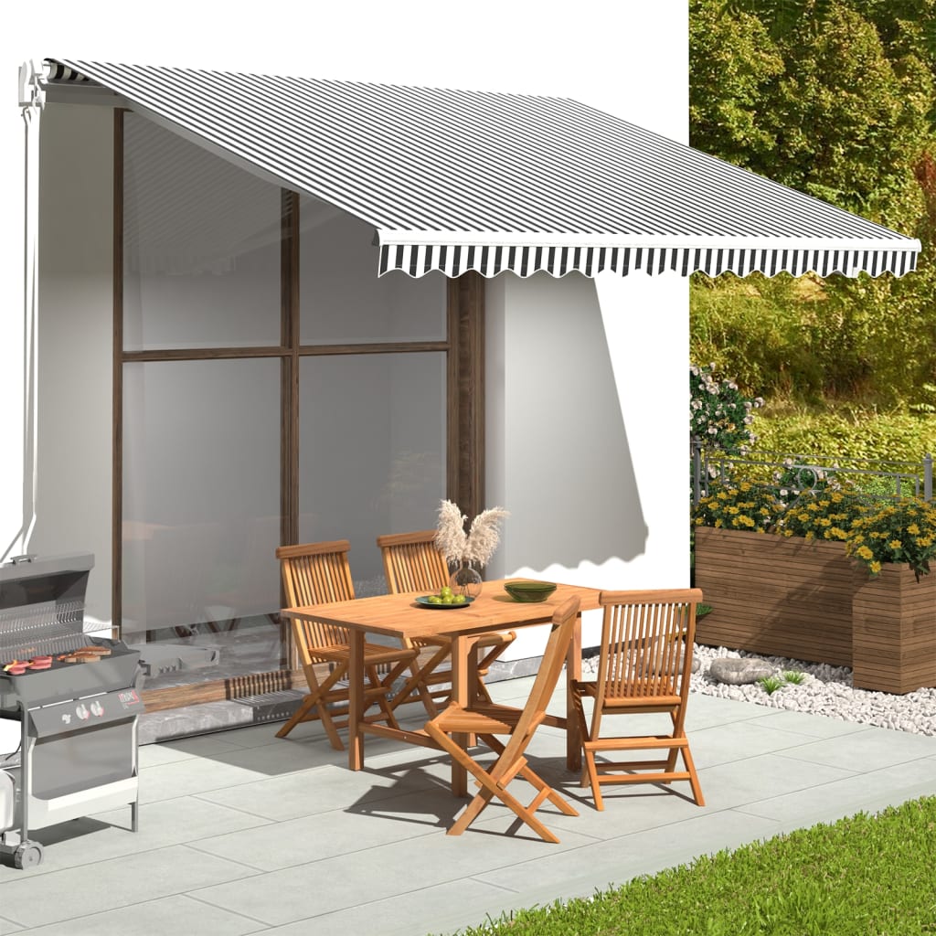 Tissu de remplacement de Vidaxl pour Luifel 4x3,5 M anthracite -colore et blanc