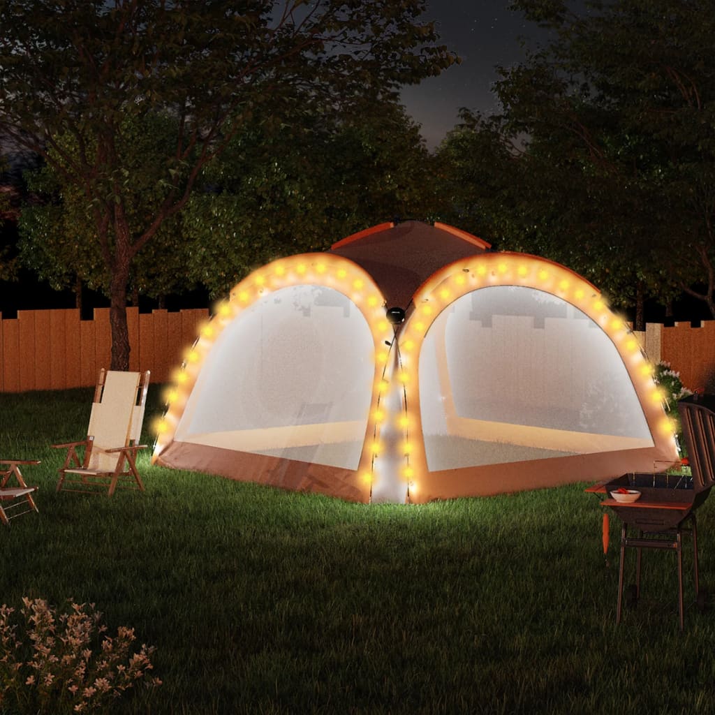 Tente de fête Vidaxl avec LED et 4 murs latéraux 3,6x3,6x2,3 m gris et orange