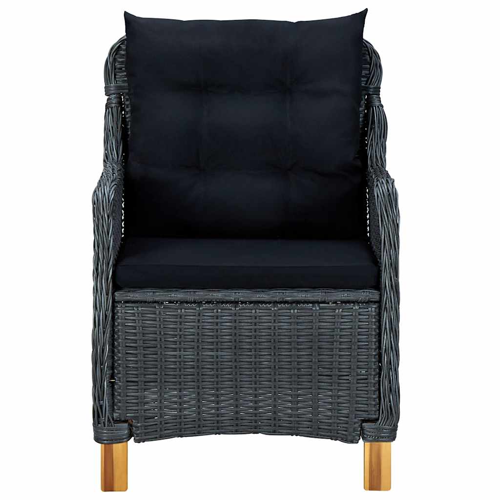 Vidaxl tuinstoelen 2 st met kussens poly rattan donkergrijs